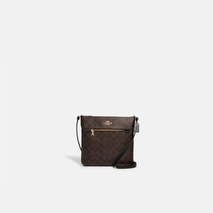 Coach Rowan File Bag In Signature Canvas Handbag - Black/Brown
